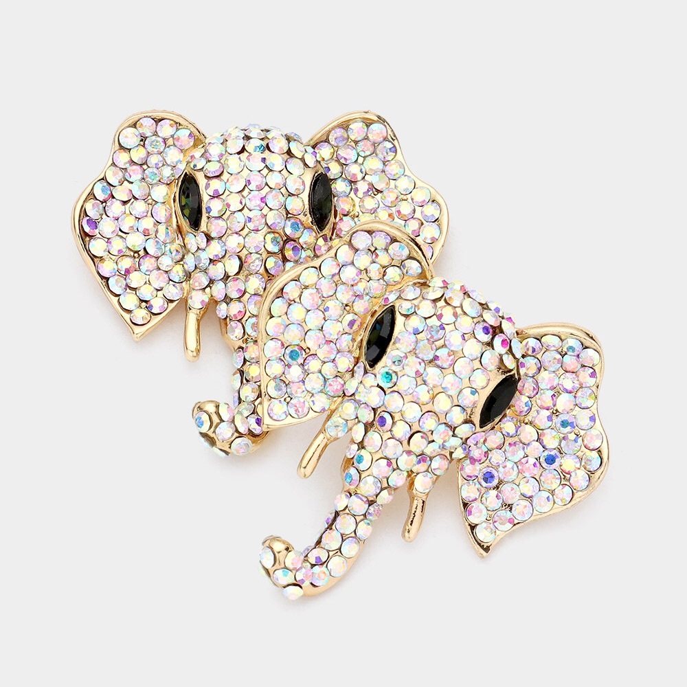 Gold Stone Embellished Elephant Statement Earrings